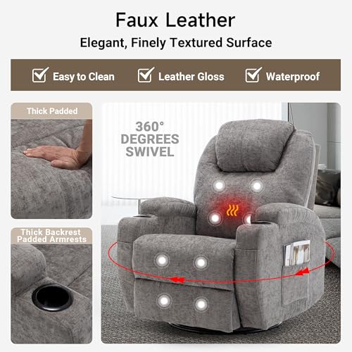 Rocking Recliner Chair with Massage and Heat E368