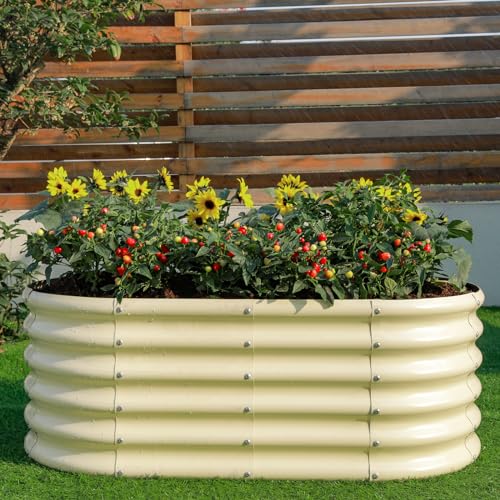 Galvanized Raised Garden Bed Kit, Oval Metal Planter Box for Vegetables E707229