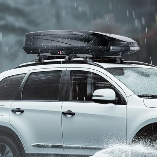Rooftop Cargo Carrier, 22 Cubic Feet, Hard Shell Roof Box, Dual-Sided Opening, Black H367601