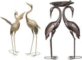 TERESA'S COLLECTIONS Yard Decorations Outdoor Large Crane Bird Metal Garden Art, Heron Garden Sculptures Statues Figurines Lawn Ornaments for Outside Porch Pond Decorations, Copper Gold