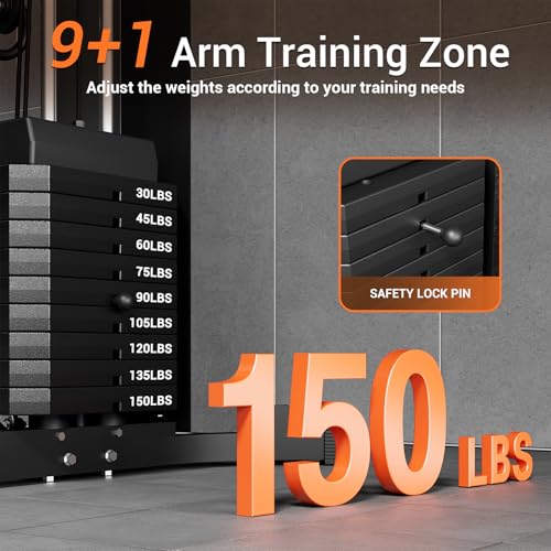 Home Gym Equipment with 150LBS Weight Stack and Pulley System Y2817