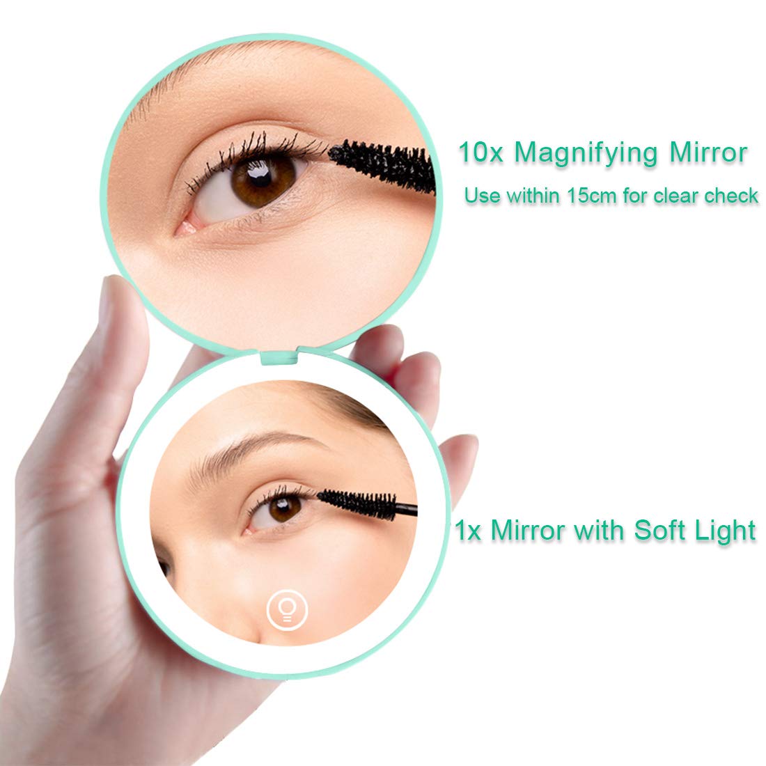 LED Light Compact Mirror with 10x Magnification and Tweezer Set J252029