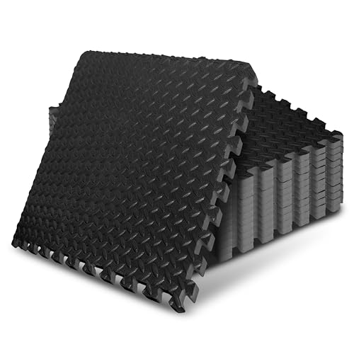Puzzle Exercise Mat for Home Gym, EVA Interlocking Foam Floor Tiles with Border I79139