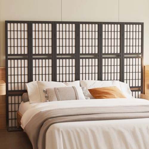 Japanese Shoji Folding Room Divider, 4 Panels, Black T762554