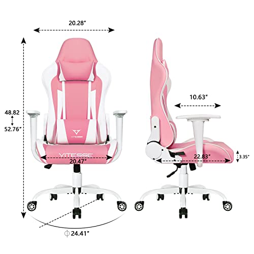 Gaming Chair High Back Ergonomic Racing Desk with Lumbar Support and Headrest, Purple Y569