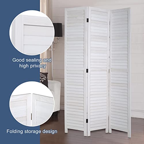 6 Panel Wood Room Divider Freestanding White 5.57 FT S6393