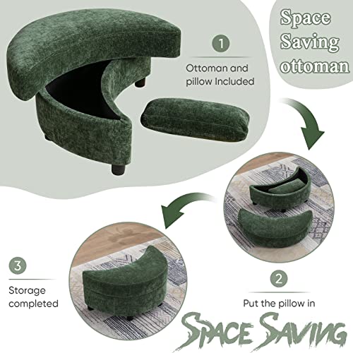 Swivel Barrel Chair with Ottoman for Living Room Bedroom, White W553228