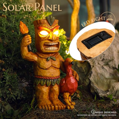 Solar Powered Tiki Statue Garden Decoration Z436