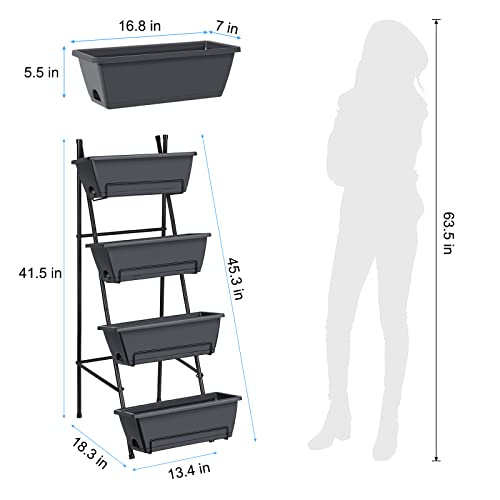 Raised Garden Bed 4 Tier Vertical Planter with Legs for Indoor Outdoor Use V653