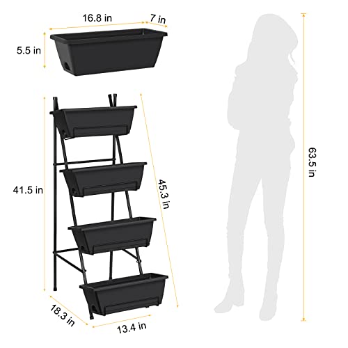 Raised Garden Bed 4 Tier Vertical Planter with Legs for Indoor Outdoor Use V653