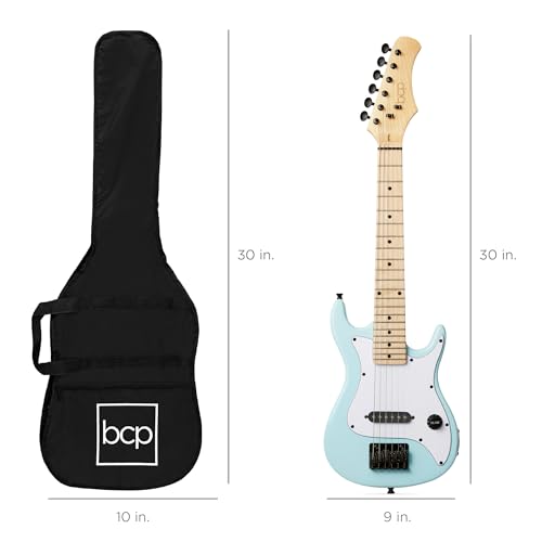 30in Kids Electric Guitar Beginner Starter Kit with Amplifier, Metallic Blue U78618