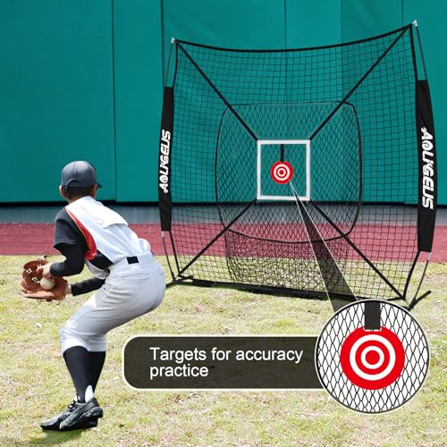 Baseball Softball Practice Net with Batting Tee and Strike Zone Target D632881