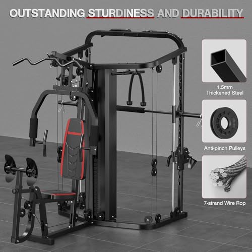 Multifunction Home Gym System with 138LB Weight Stack Y562012