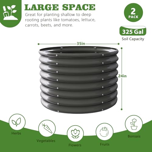 Galvanized Raised Garden Bed Oval Metal Planter Box for Vegetables Flowers A9593