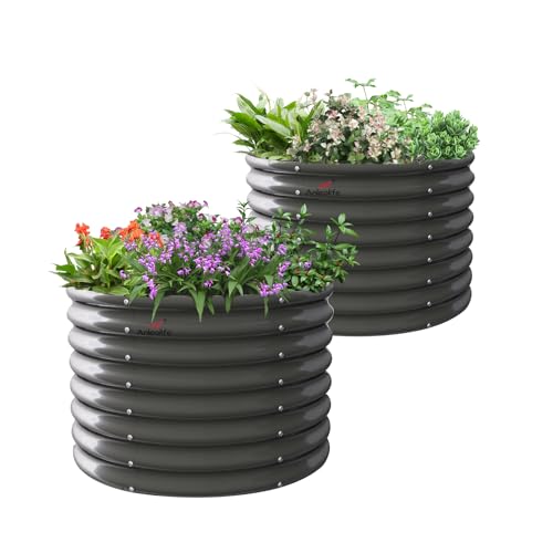 Galvanized Raised Garden Bed Oval Metal Planter Box for Vegetables Flowers A9593
