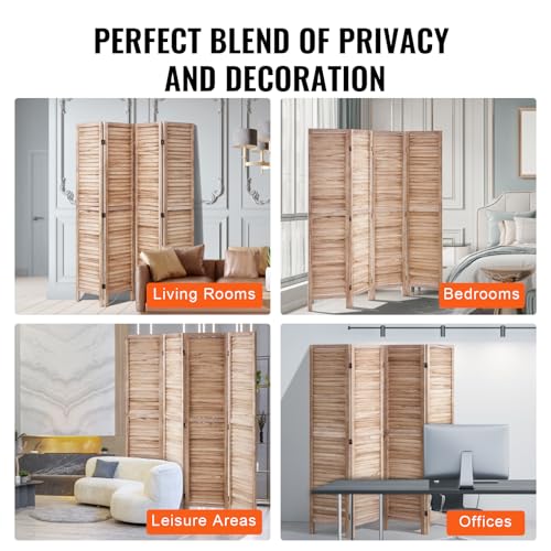 Wood Room Divider, 4 Panel Folding Privacy Screen, 66.9 Inches Tall, Indoor Wooden Partition A907
