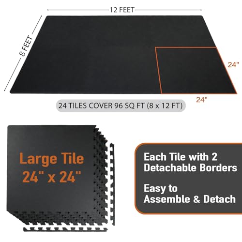 Exercise Mats 24 Sq Ft Interlocking EVA Foam for Home Gym I7577