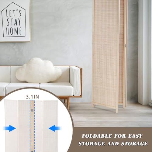 Bamboo Room Divider 6 Panel Folding Privacy Screen for Home L99111