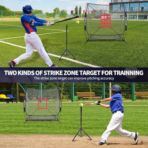 Baseball & Softball Practice Net with Bow Frame, Portable with Batting Tee and Carry Bag F660