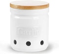 Porcelain Garlic Keeper with Lid, Ceramic Garlic Saver 4.5-Inch (white)