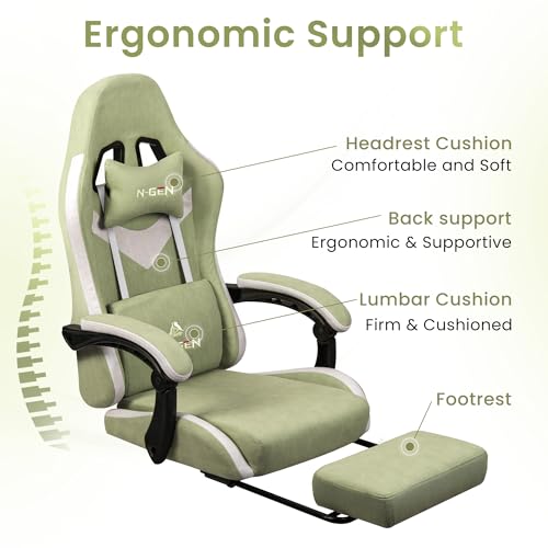 Gaming Chair with Footrest Lumbar Support High Back Recliner Ergonomic Leather Q8605