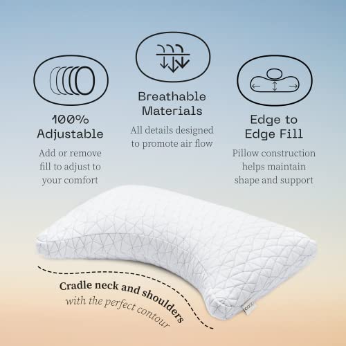 Adjustable Queen Bed Pillow, Cross Cut Memory Foam, Medium Firm for Side and Back Sleepers Q8246