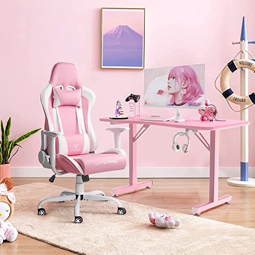 Gaming Chair High Back Ergonomic Racing Desk with Lumbar Support and Headrest, Purple Y569