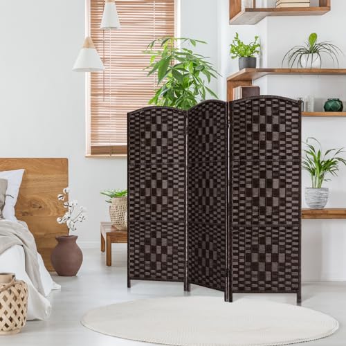 3 Panel Folding Room Divider, Privacy Screen, Dark Mocha S685