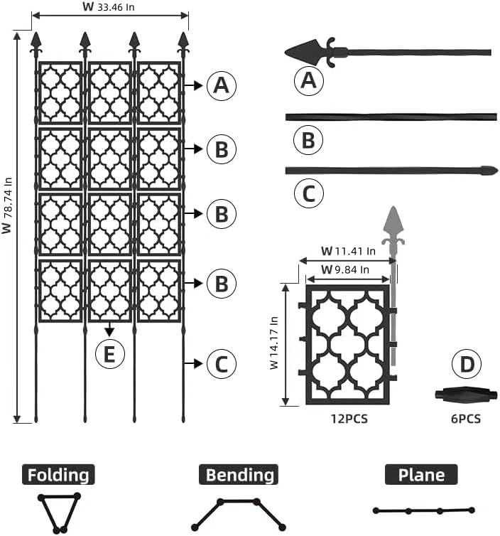 3 Pack Garden Trellis for Climbing Plants, Rustproof Metal, White D869