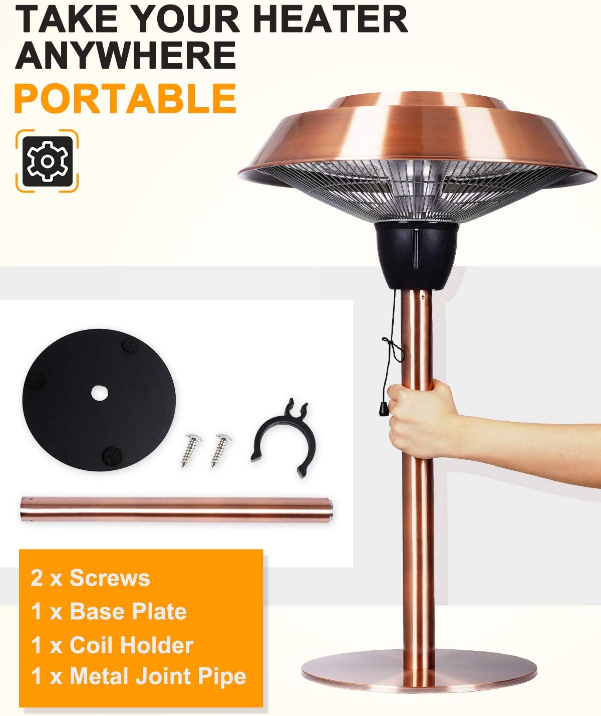 Electric Patio Heater, 1500W Infrared Outdoor Tabletop Heater R802