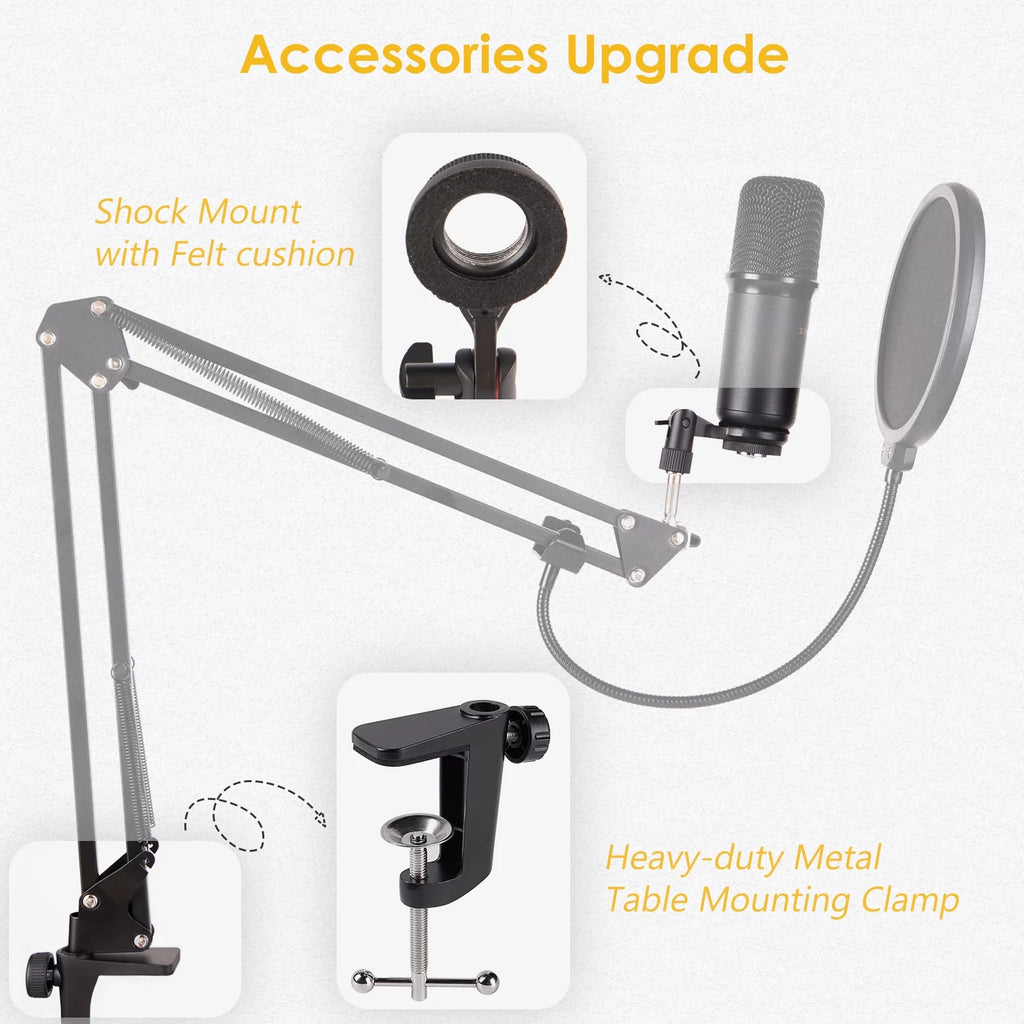 USB Microphone Bundle for Computer Recording Podcasting Gaming Streaming X79762