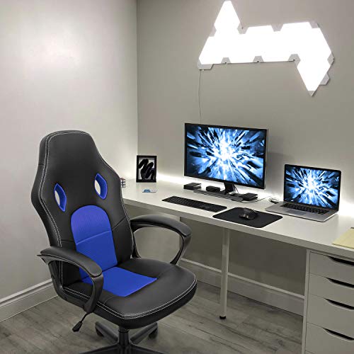 High Back Ergonomic Leather Gaming Chair, Adjustable (Blue) R643180