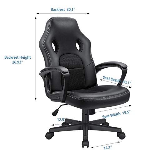 High Back Ergonomic Leather Gaming Chair, Adjustable (Blue) R643180