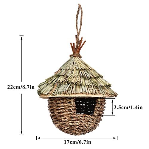 Hanging Straw Woven Bird House for Outdoor Backyard Decor V357981