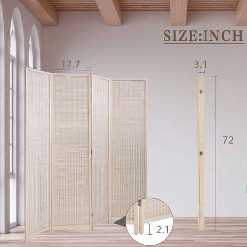 Bamboo Room Divider 6 Panel Folding Privacy Screen for Home L99111