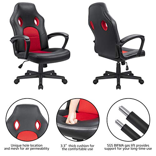 High Back Ergonomic Leather Gaming Chair, Adjustable (Blue) R643180