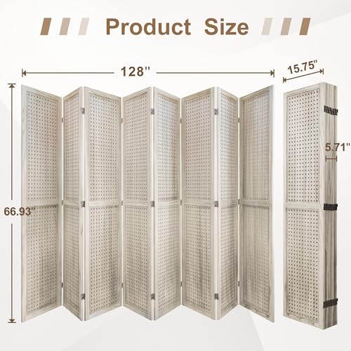 6 Panel Wooden Room Divider with Shelves B102027