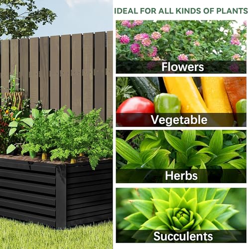 Galvanized Raised Garden Bed 8x4x2ft, Large Metal Planter Box for Vegetables, Flowers, Herbs J9369