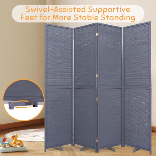 Bamboo Room Divider Folding Privacy Screen, 4 Panel, Beige T32841