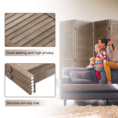 6 Panel Wood Room Divider Freestanding White 5.57 FT S6393