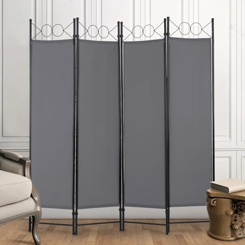 4 Panel Room Divider 6FT Steel Frame Folding Privacy Screen S6430
