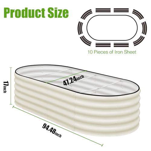Galvanized Raised Garden Bed, 4x2x1ft Oval Metal Planter Box for Outdoor Vegetables T107625