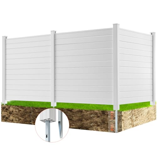 VEVOR Outdoor Privacy Screens, 50" W x 50" H Air Conditioner Fence, Pool Equipment Enclosure, Horizontal Vinyl Privacy Fence, Perfect to Enclose Trash Can and A/C Units (2-Panel)