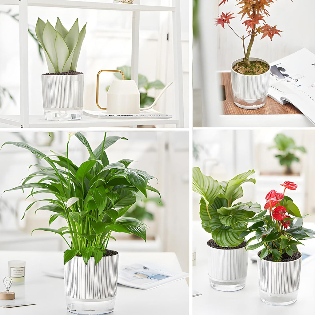 Self-Watering Pots for Indoor Plants with Wick Rope and Reservoir F680303