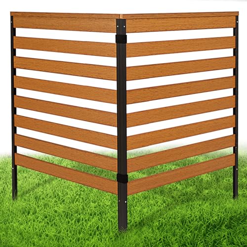 Outdoor Privacy Screen with Heavy Duty Stakes, Weather Resistance Poly Lumber Air Conditioner Fence, 51''H x 39''W No Dig Kit Pool Equipment Enclosure, Trash Enclosure, Black, 2-Panels