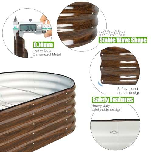 Galvanized Raised Garden Bed, 4x2x1ft Oval Metal Planter Box for Outdoor Vegetables T107625