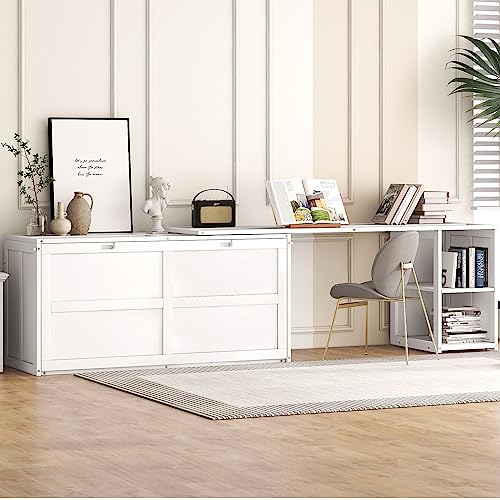Queen Size Murphy Bed with Cabinet and LED Lights P178570