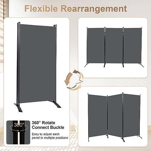 4 Panel Folding Room Divider Privacy Screen with Steel Frame P539789
