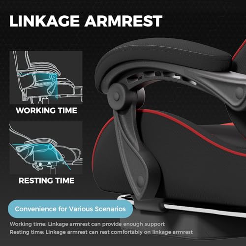 Gaming Chair with Footrest and Lumbar Support, Height Adjustable, 360° Swivel, Blue U7447