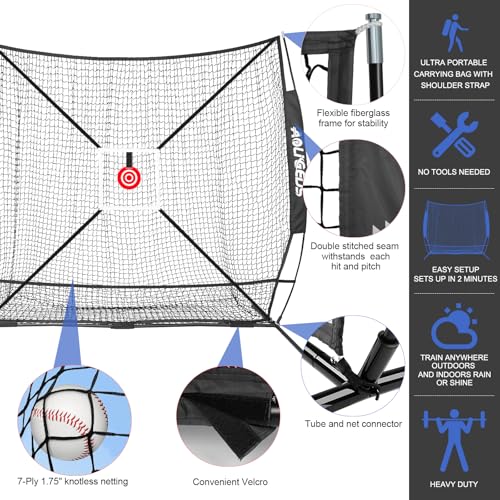 Baseball Softball Practice Net with Batting Tee and Strike Zone Target D632881